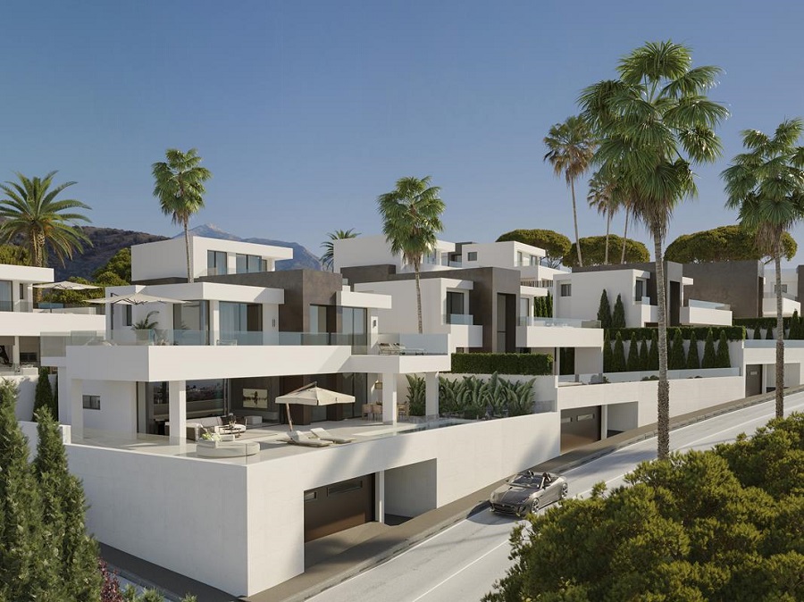 Small residential complex of spacious villas built on three levels and with beautiful open bright living areas and sea views.