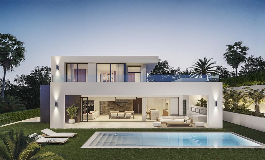 Small residential complex of spacious villas built on three levels and with beautiful open bright living areas and sea views.