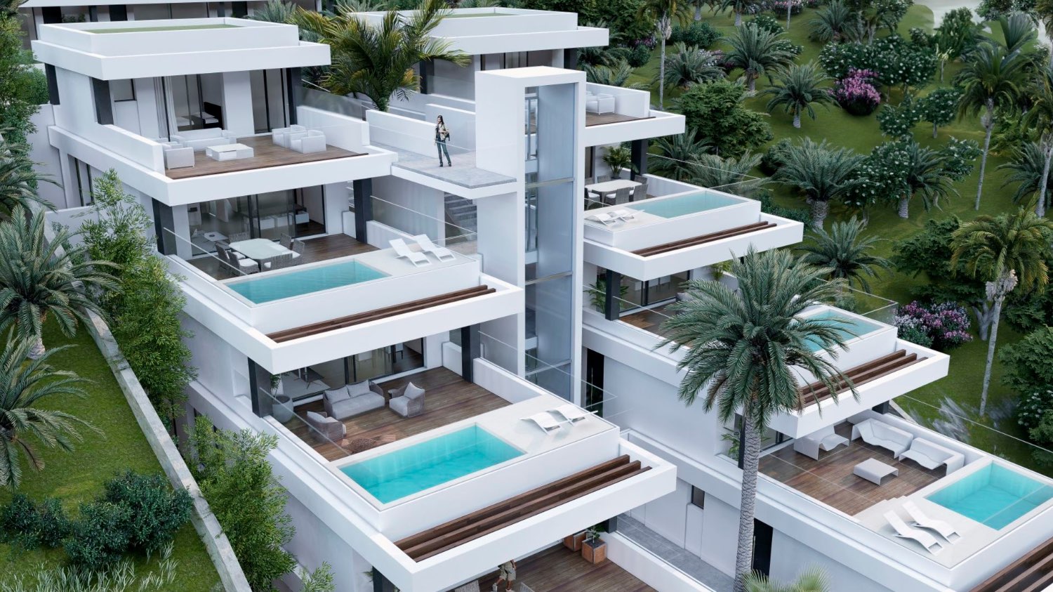 Prachtig nieuwbouw project met appartementen, duplex en geschakelde woningen op korte afstand van het Burriana strand en het centrum van Nerja