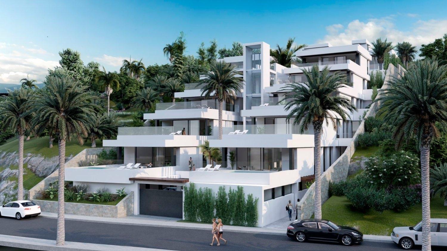 Prachtig nieuwbouw project met appartementen, duplex en geschakelde woningen op korte afstand van het Burriana strand en het centrum van Nerja