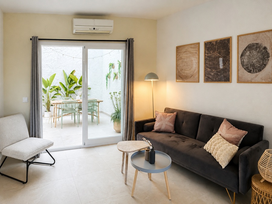 Casa renovada con piscina de inmersión y impresionantes vistas al mar a 500 metros de la playa de Burriana en Nerja