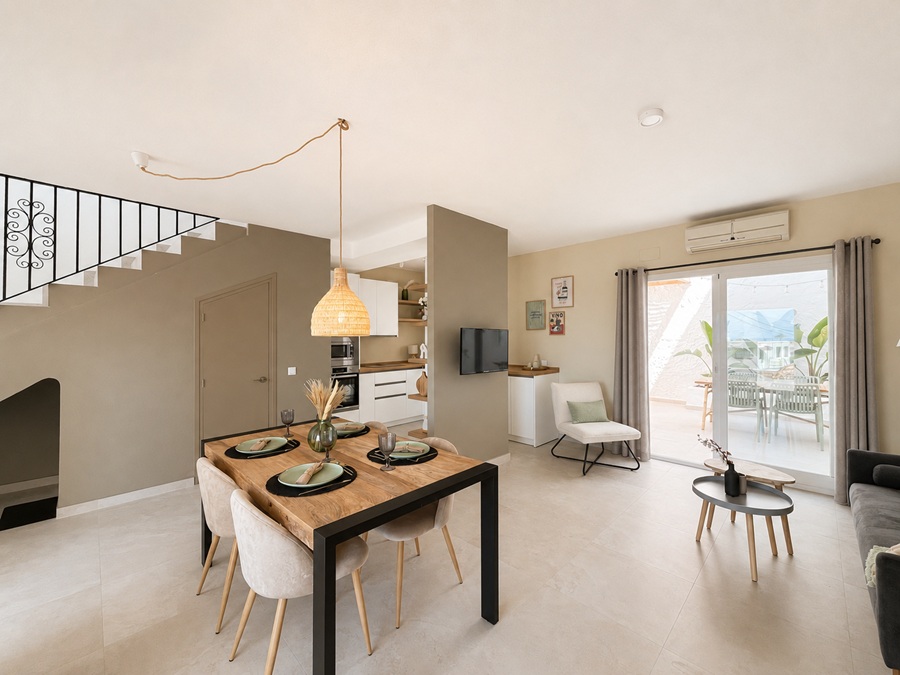 Casa renovada con piscina de inmersión y impresionantes vistas al mar a 500 metros de la playa de Burriana en Nerja